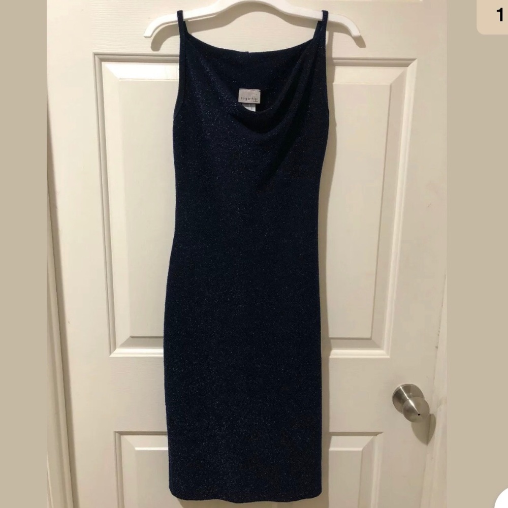 Together USA Womens Blue Spark Strap Bodycon Dress